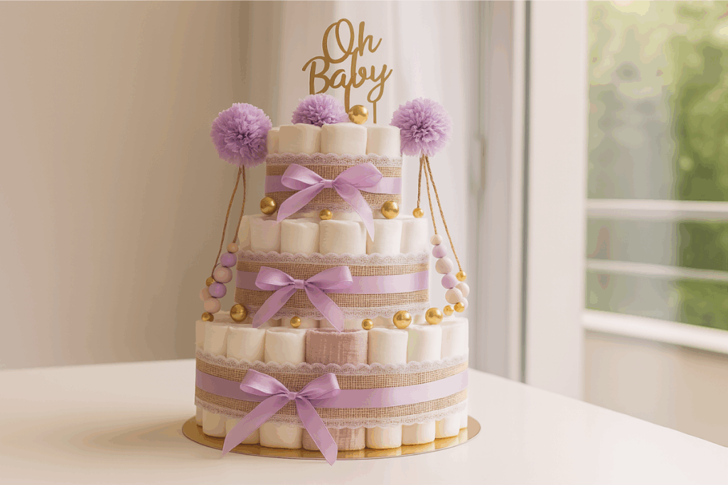 Cadeau babyshower gâteau de couches