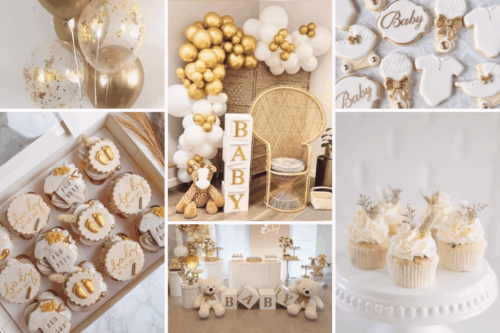 baby shower thème blanc et doré