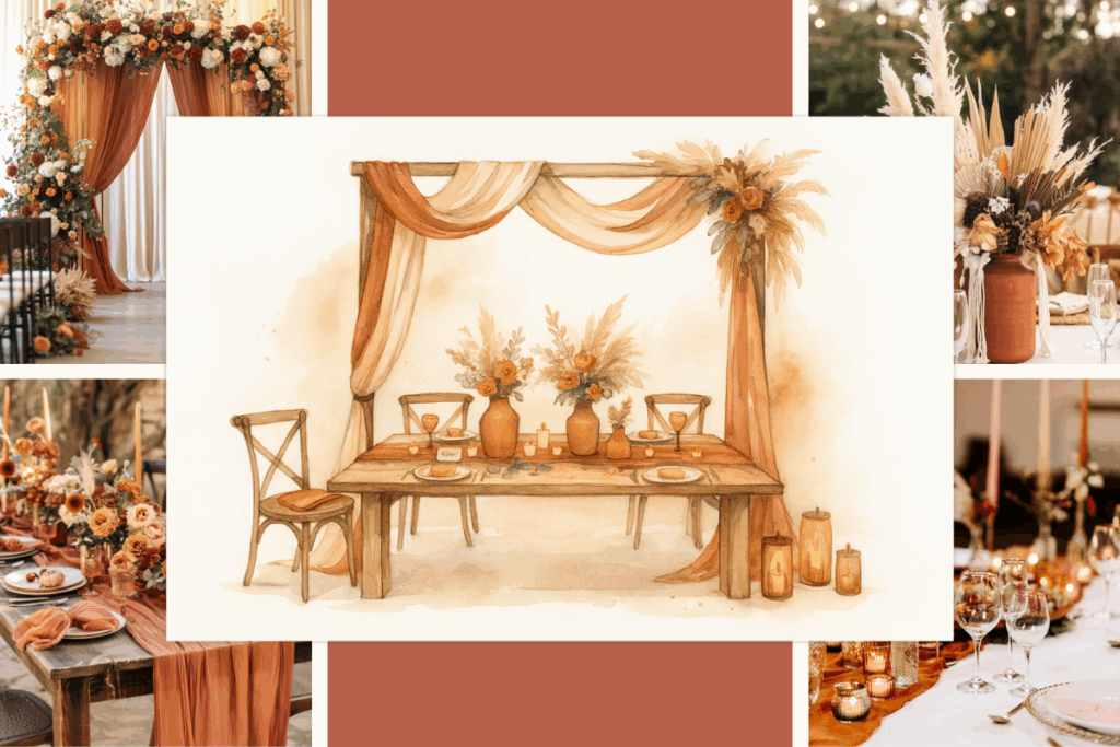 Décoration de mariage terracotta