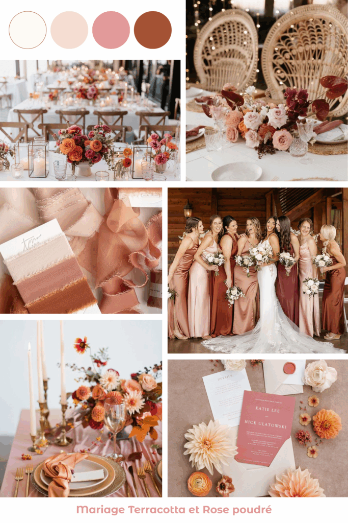 mariage terracotta et rose poudré