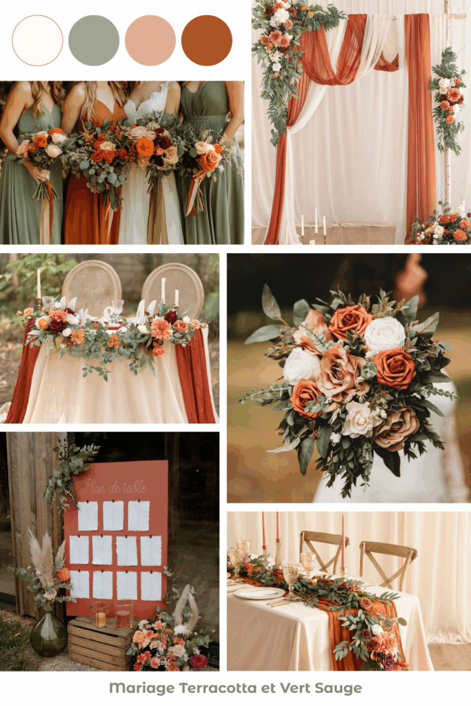 mariage terracotta et vert sauge